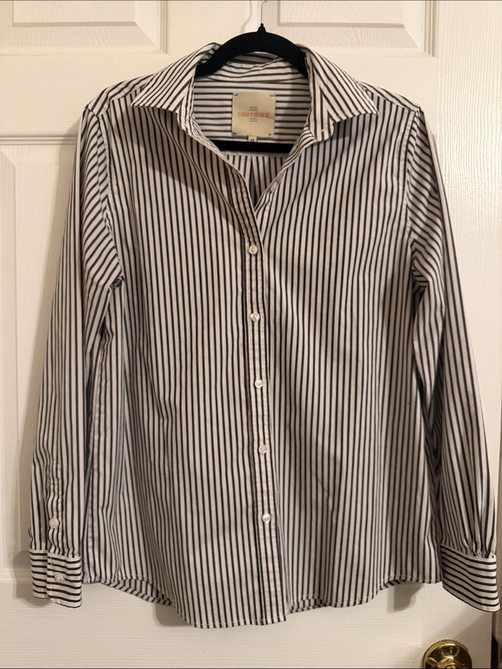 Casa Cabana Striped Botton Down Long Sleeve Collared Shirt Sz Medium